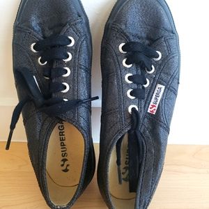 Superga Black Metallic Sneakers Size 35